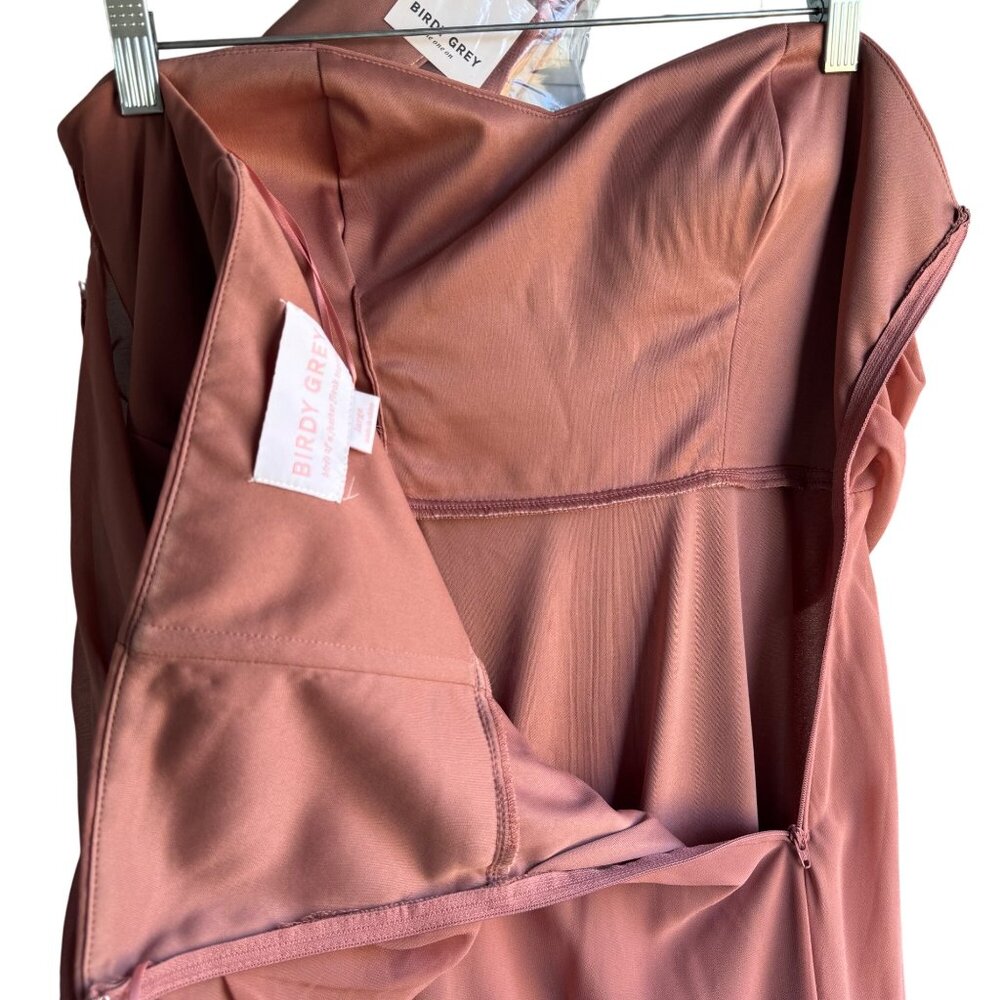 Birdy Grey Pink Bridesmaid Dress Matching Bow Tie Set Large Elegant Formal Wear - Picture 9 of 16